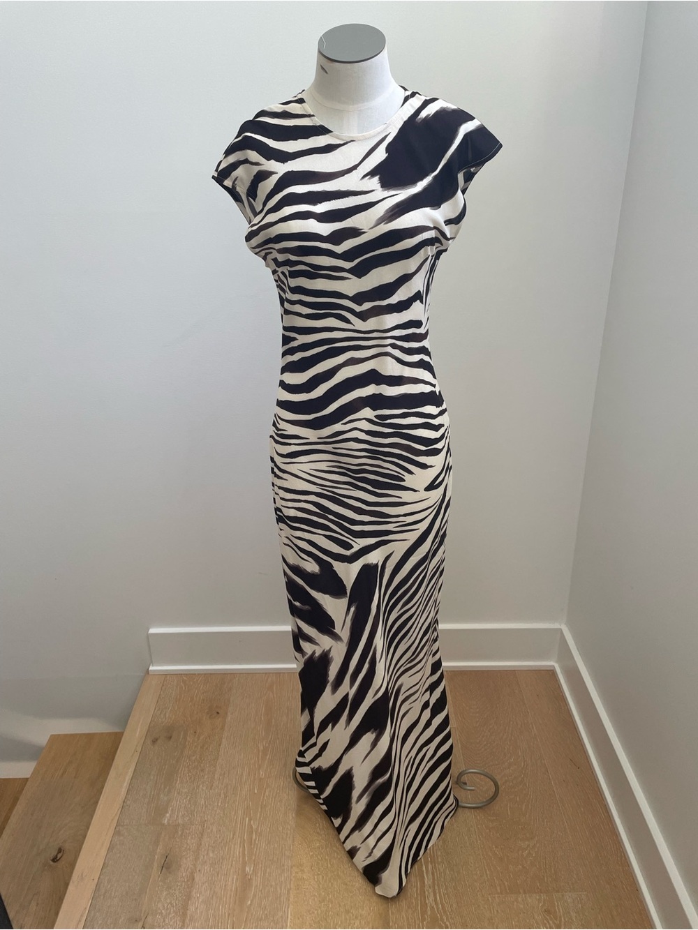 Mango Black and White Zebra-Print Maxi Dress